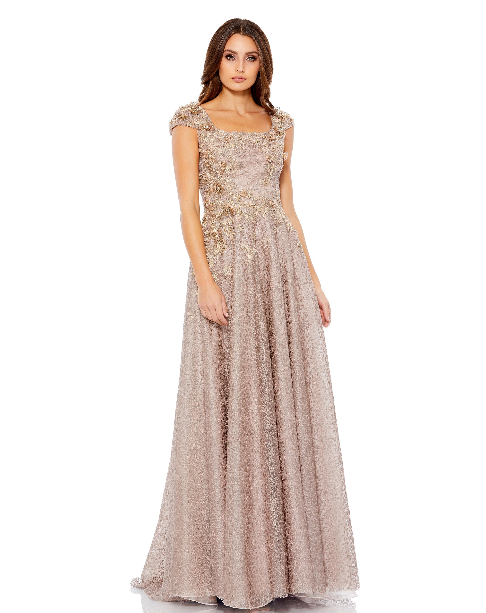 Shop Embellished Cap Sleeve Square Neck A Line Gown Online