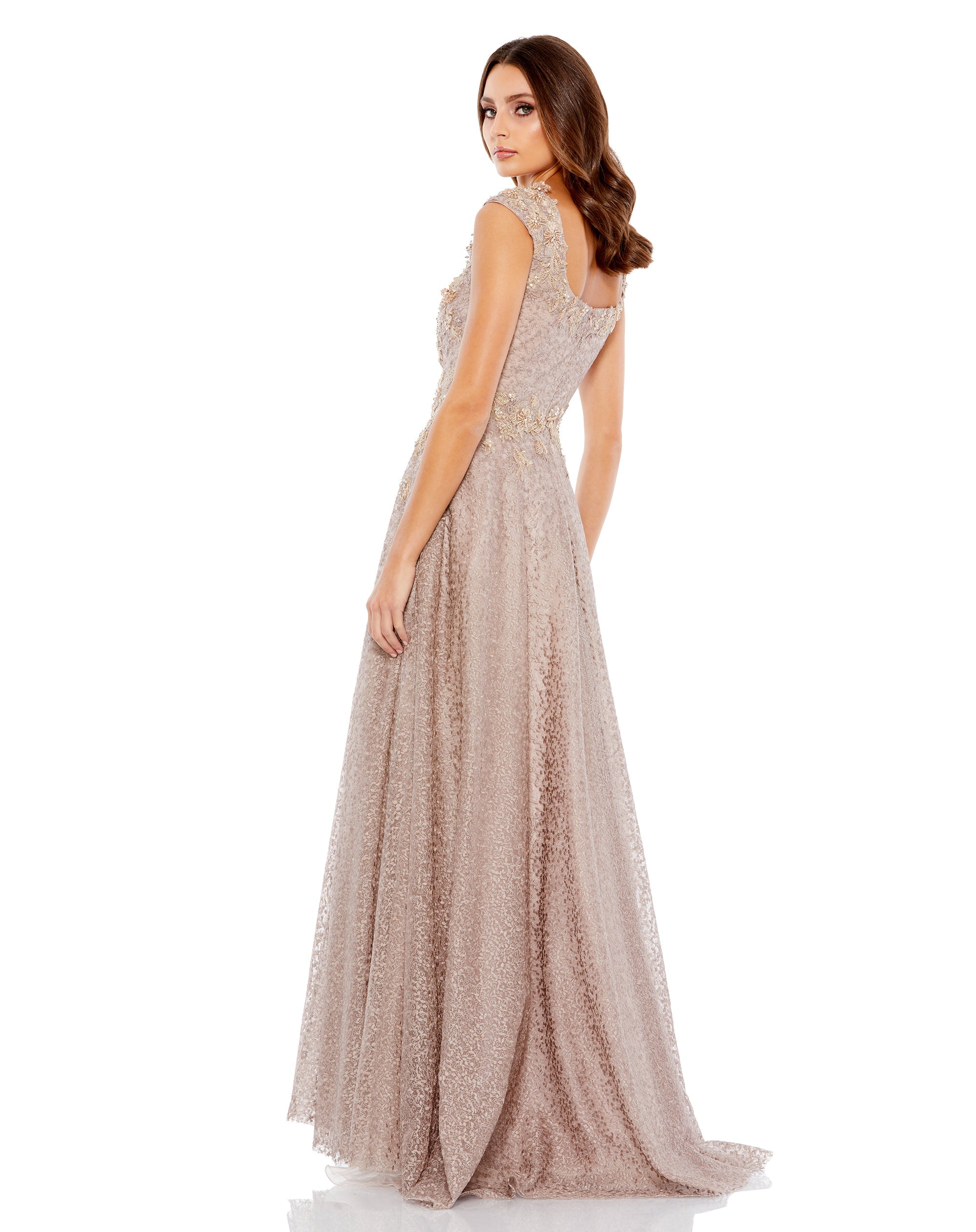 Shop Embellished Cap Sleeve Square Neck A Line Gown Online