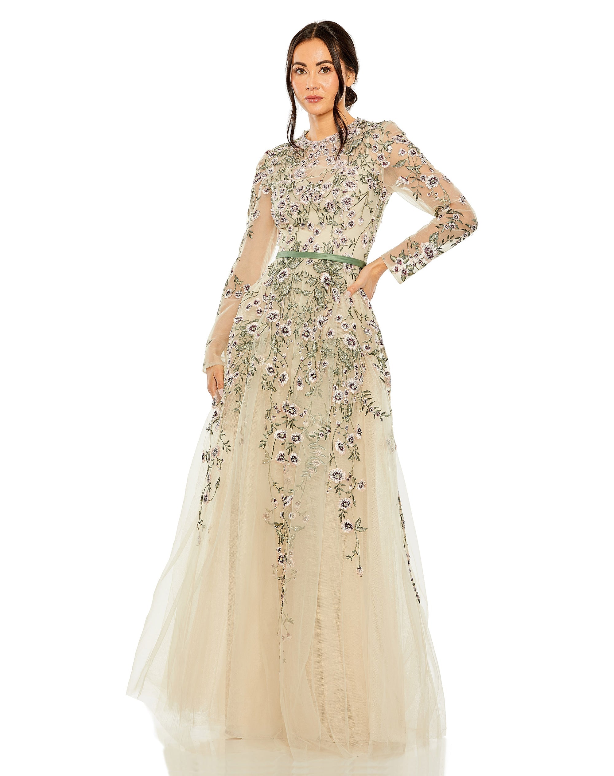 Shop Long Sleeve Embellished Gown Online