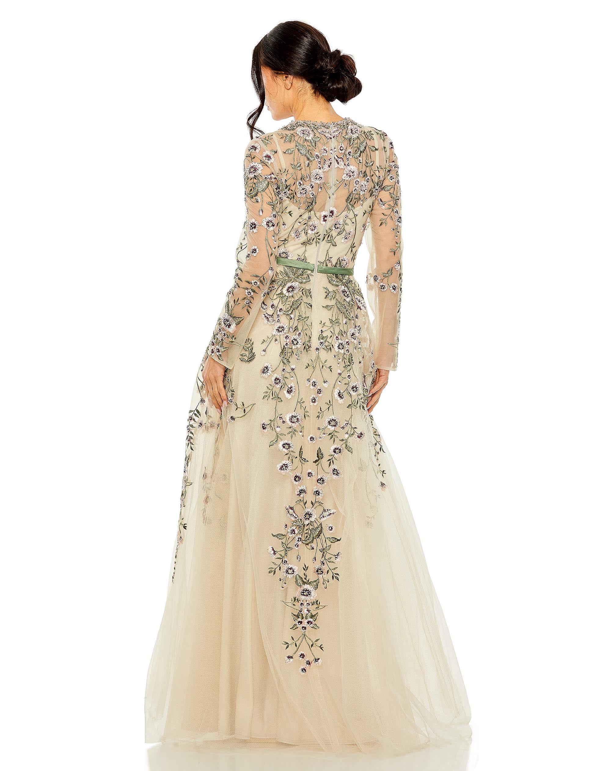 Shop Long Sleeve Embellished Gown Online