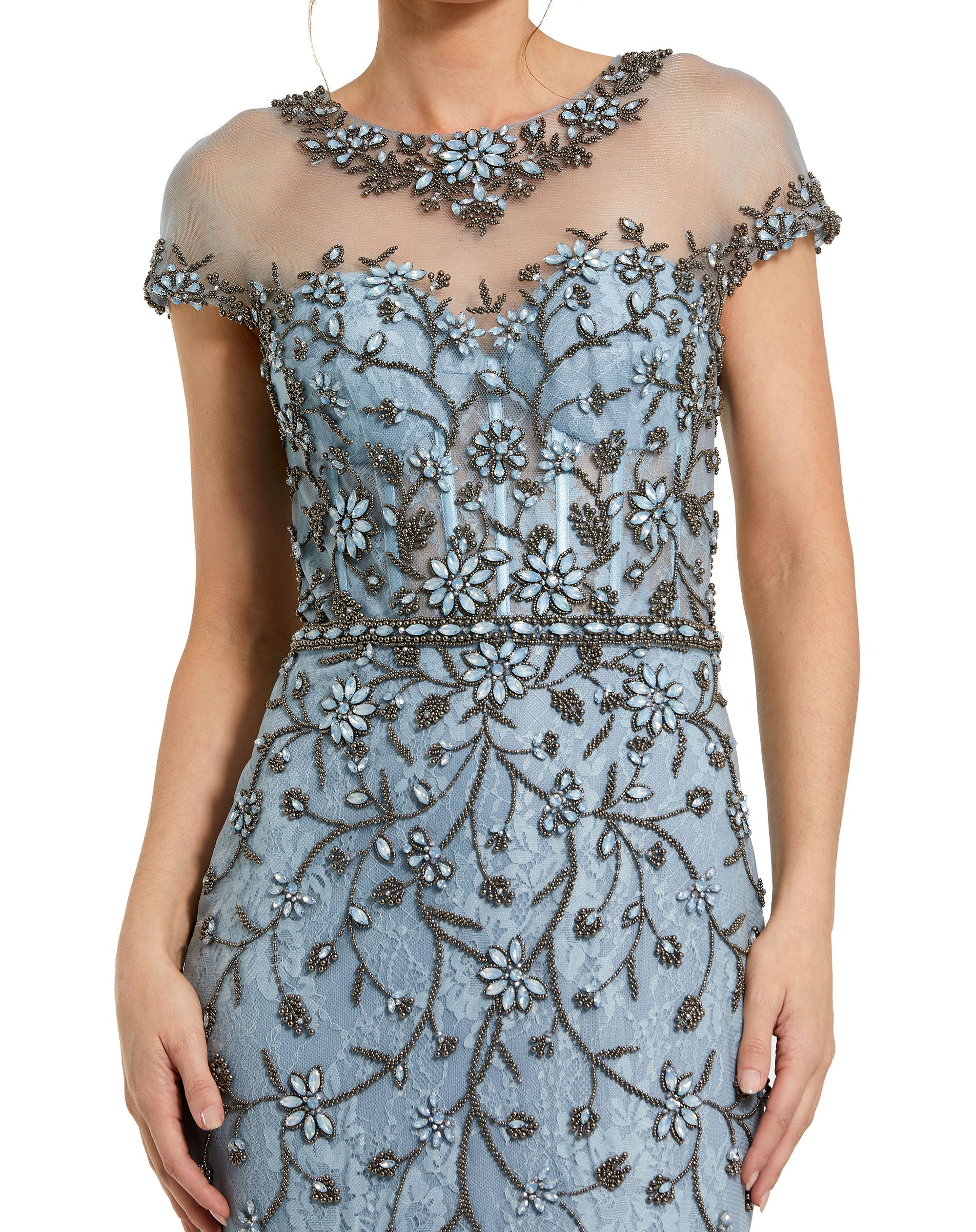 Shop Sheer Top Embellished Mermaid Gown Online