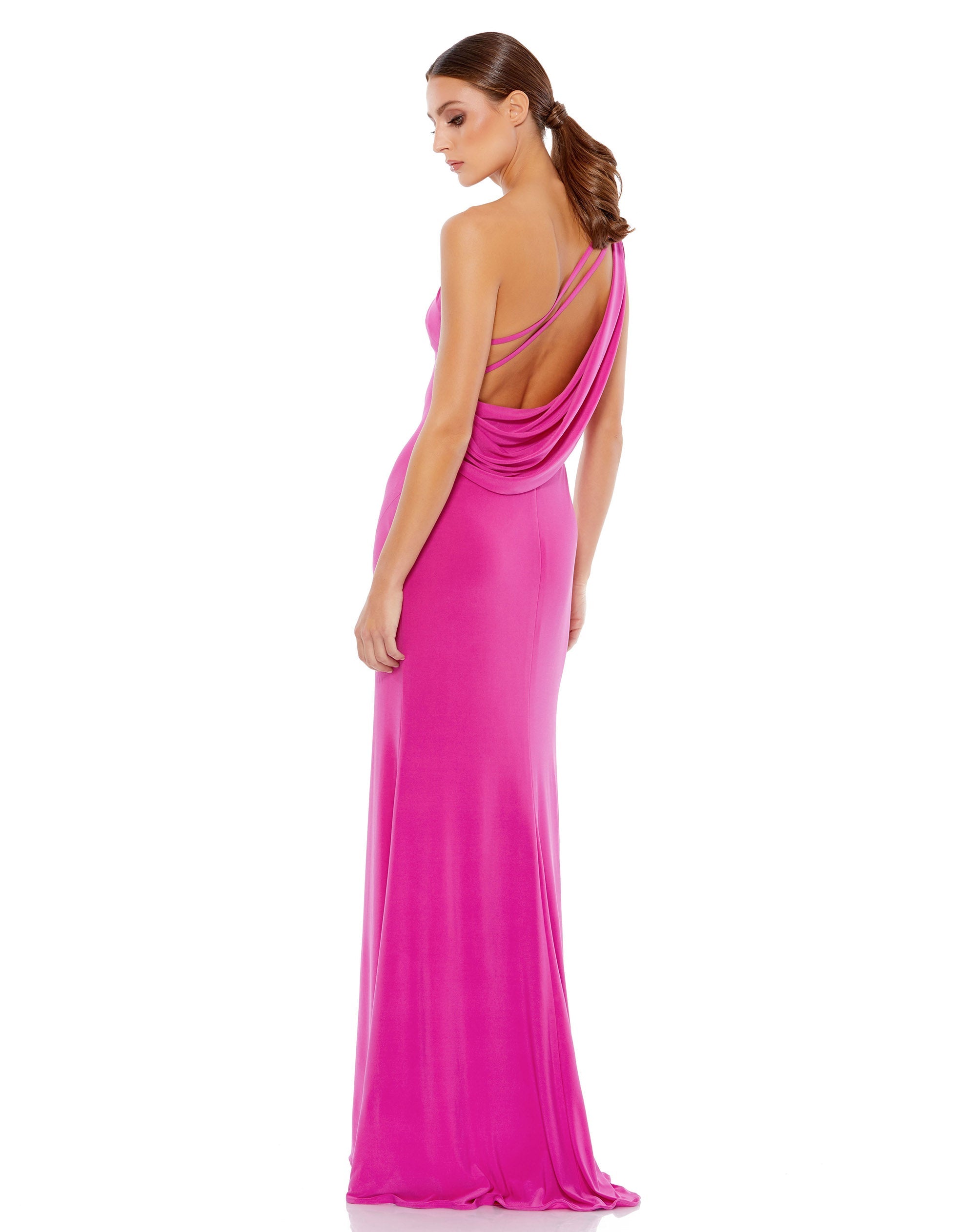 Shop Jersey One Shoulder Draped Back Gown Online