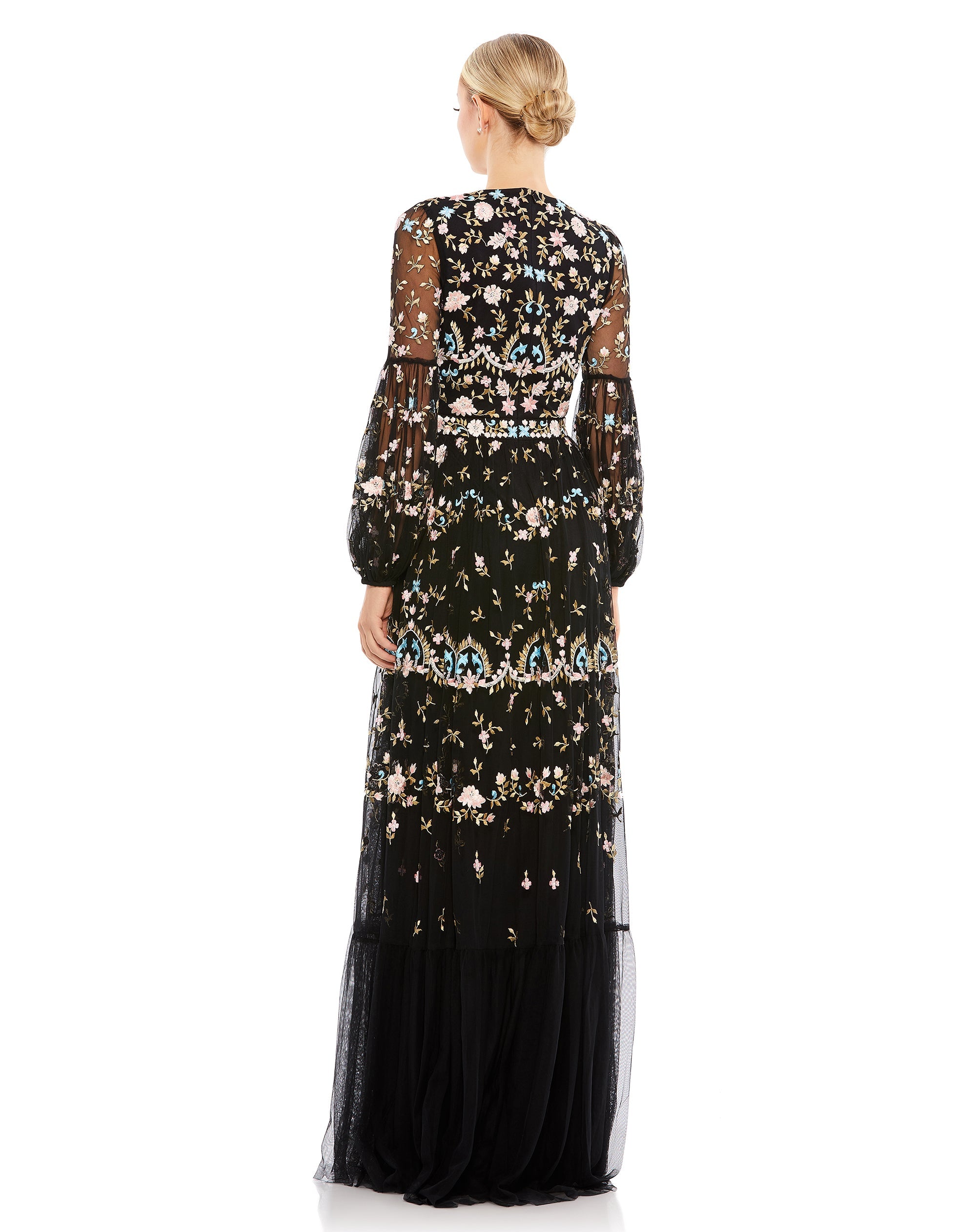 Shop Embroidered Blouson Sleeve Gown Online