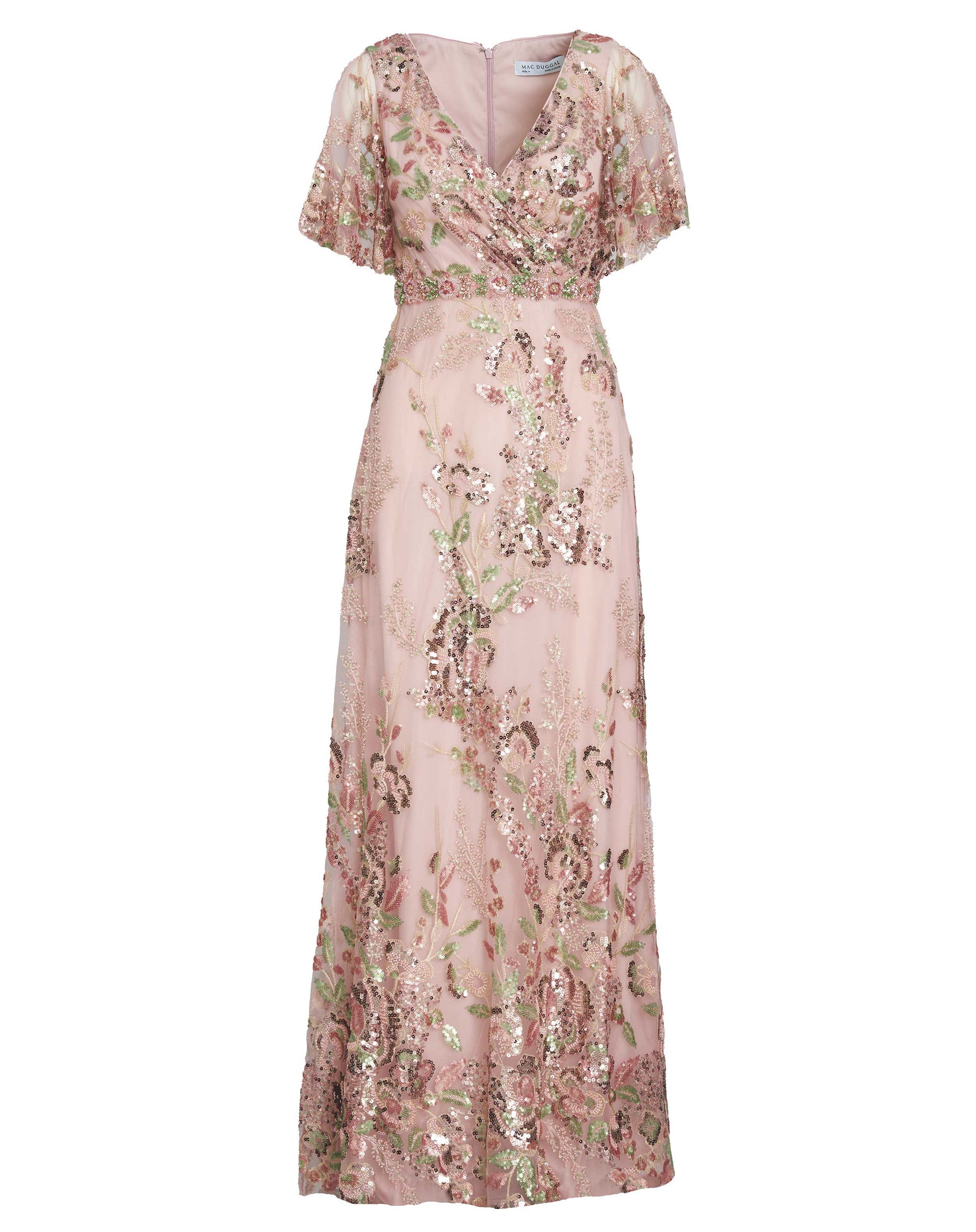 Shop Floral Embellished Short Sleeve Gown Online