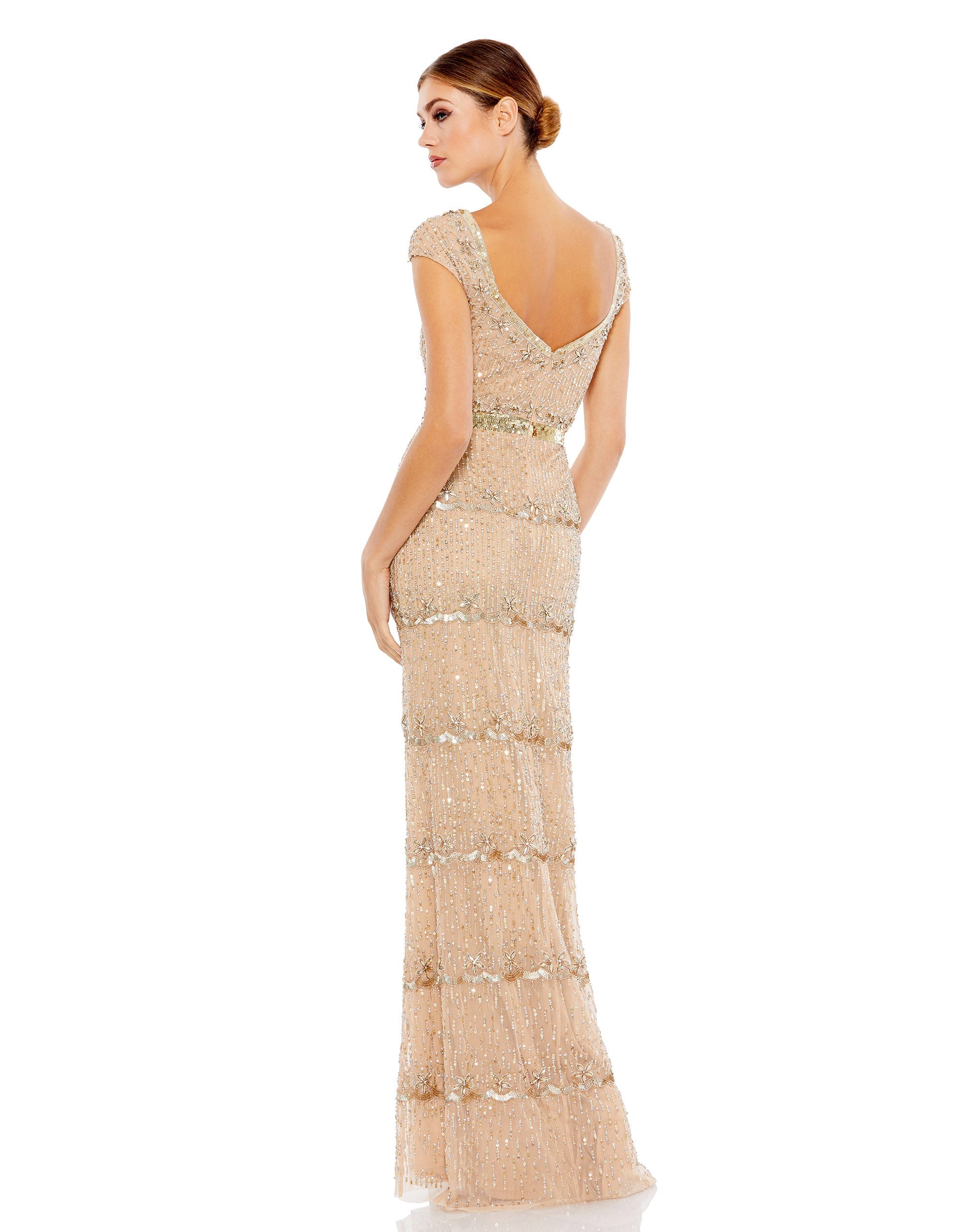 Shop Cap Sleeve Embellished Column Gown Online