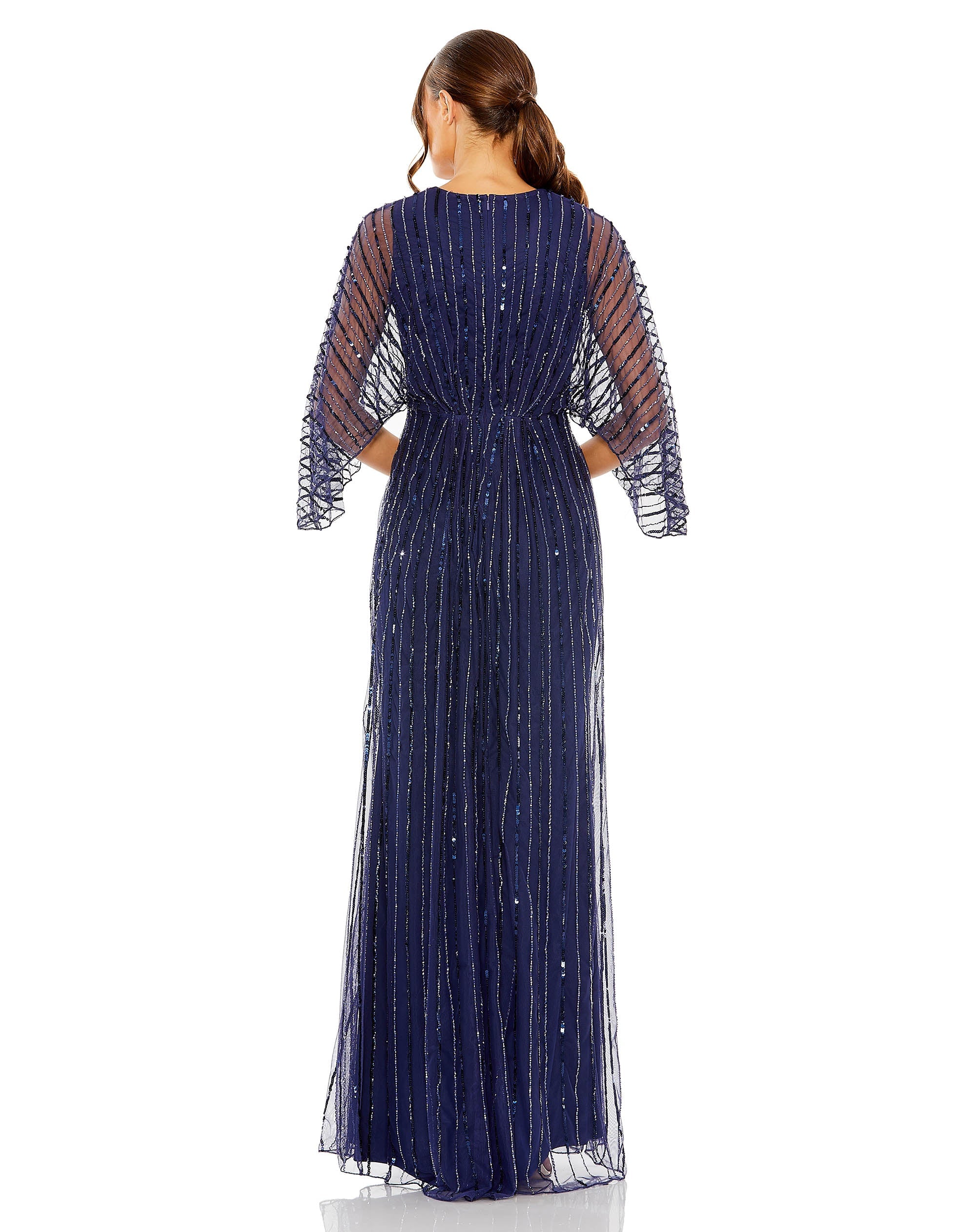 Shop Beaded Striping Kimono Sleeve V Neck Gown Online