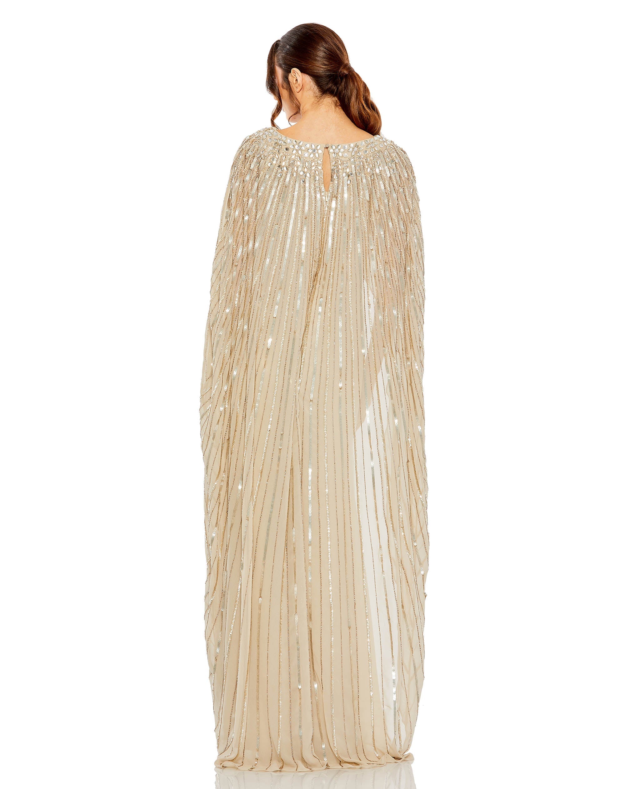 Shop Embellished Column Cape Gown Online