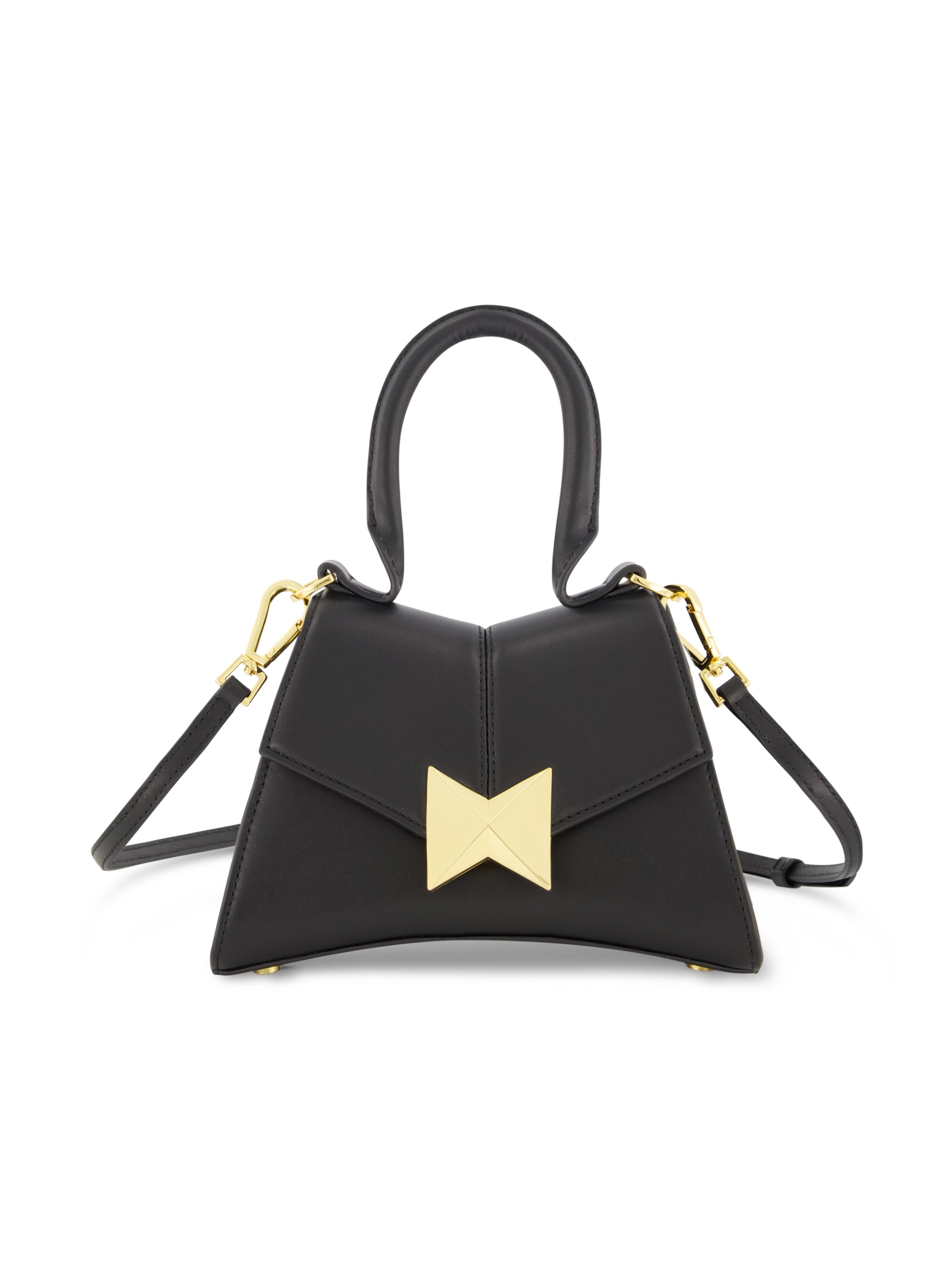 Shop Angular Mini Leather Handbag With Gold Hardware Online