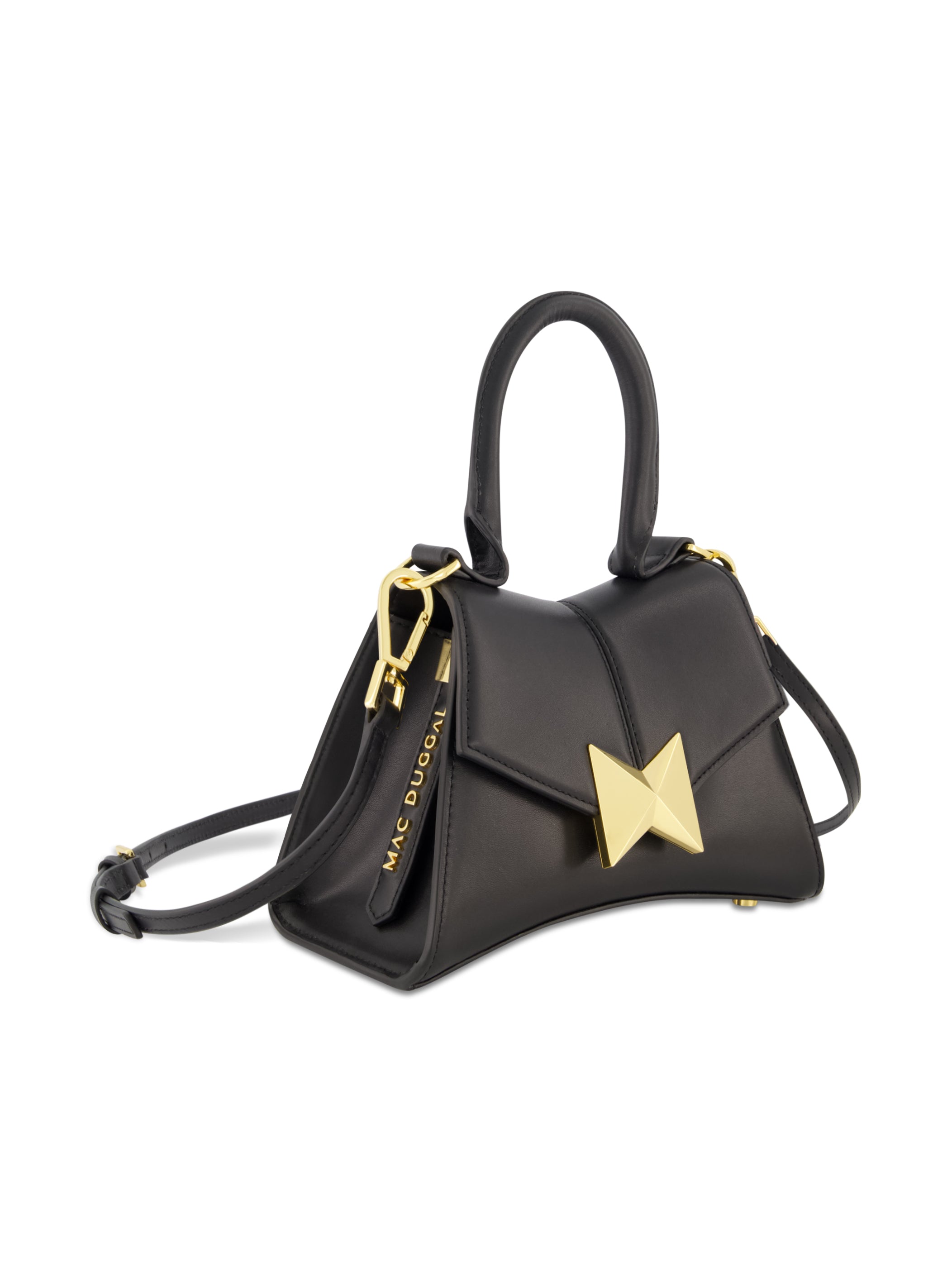 Shop Angular Mini Leather Handbag With Gold Hardware Online