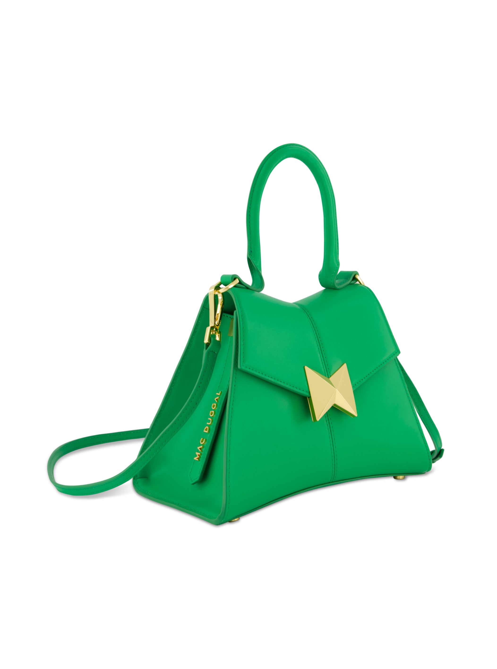 Shop Angular Small Leather Handbag With Gold Hardware Online