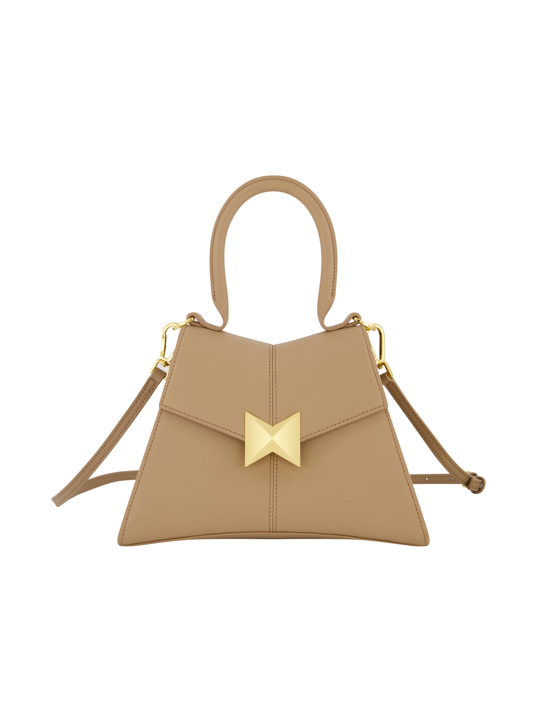 Shop Angular Small Leather Handbag With Gold Hardware Online