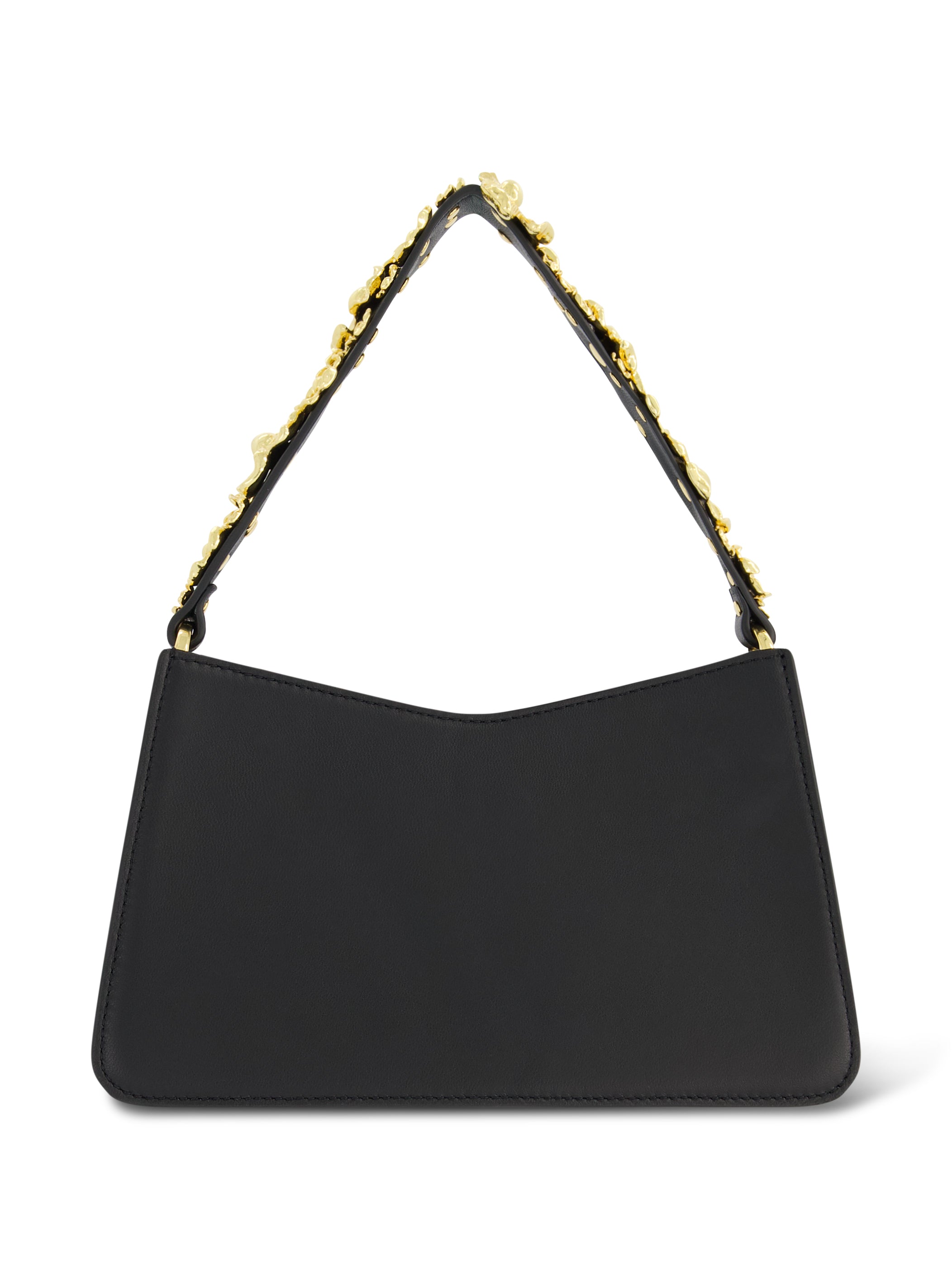 Shop Nappa Leather Shoulder Bag With Gold Floral Strap Online