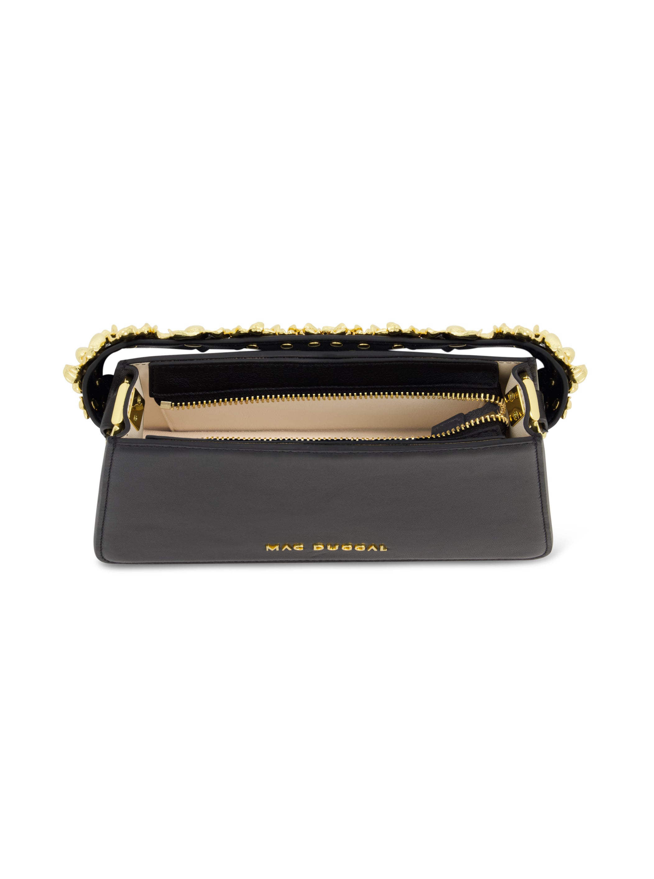 Shop Nappa Leather Shoulder Bag With Gold Floral Strap Online