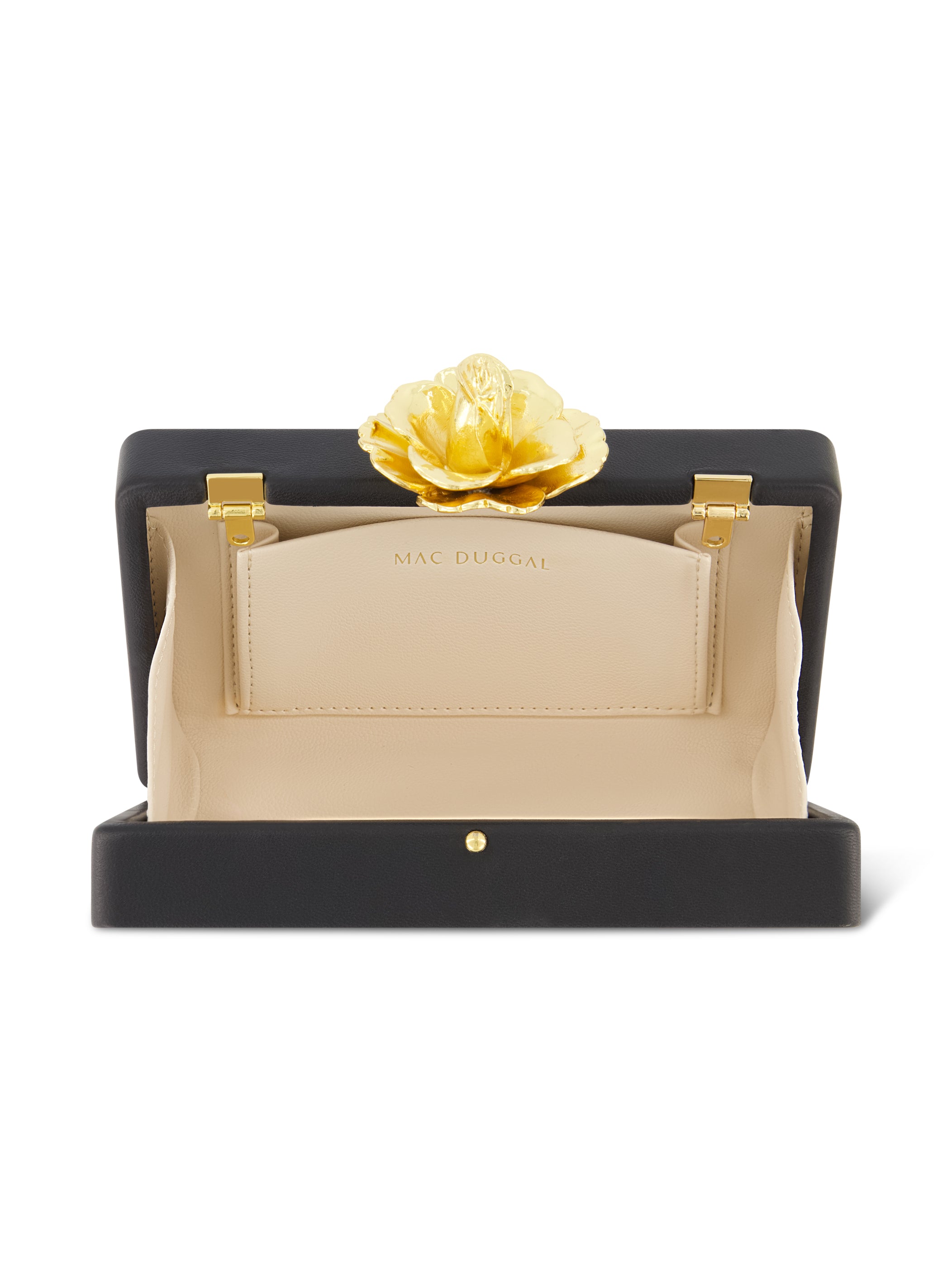 Shop Nappa Leather Box Handbag With Gold Rose Online