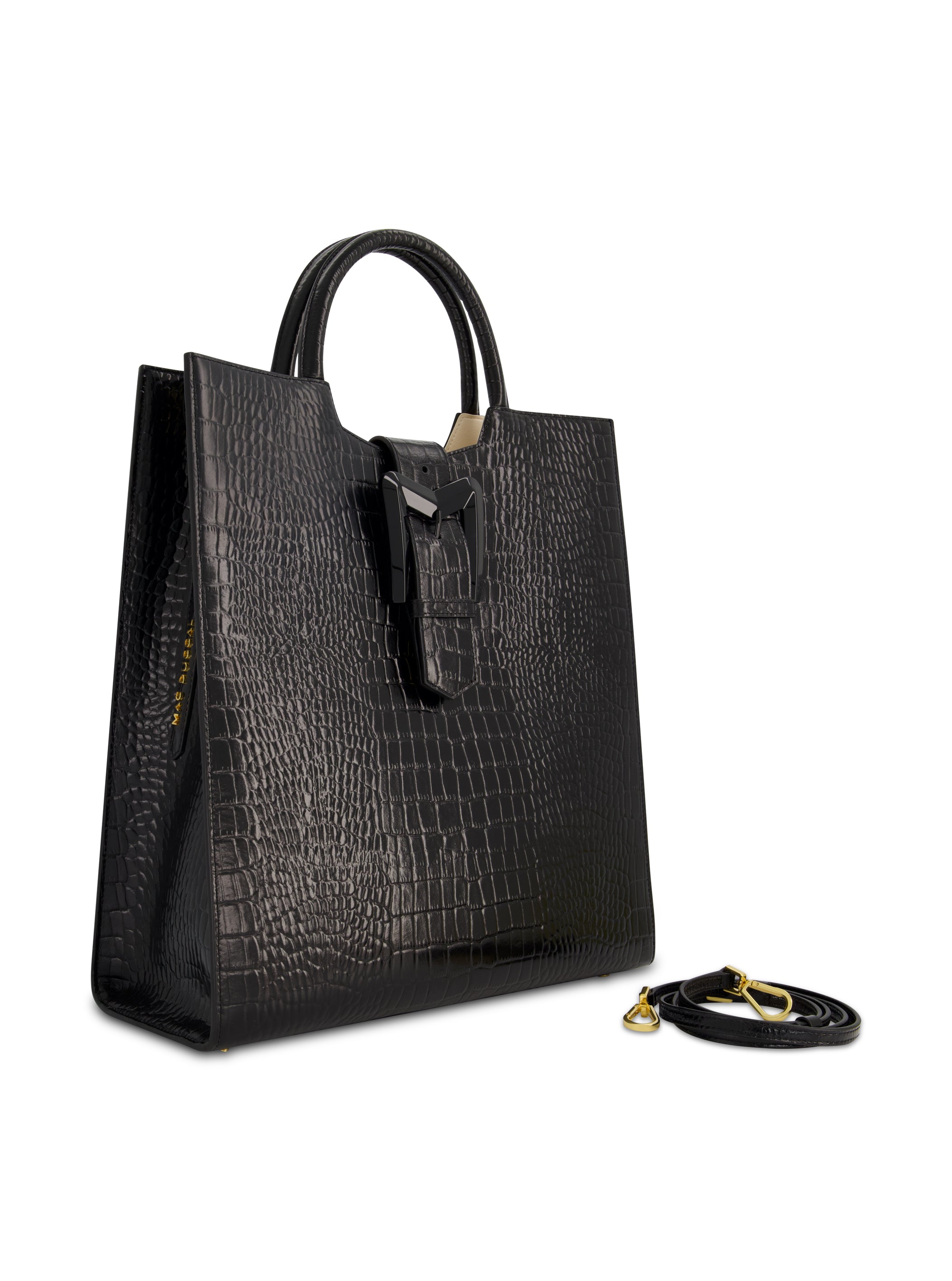 Shop Crocodile Leather Maxi Tote Bag With Buckle Online