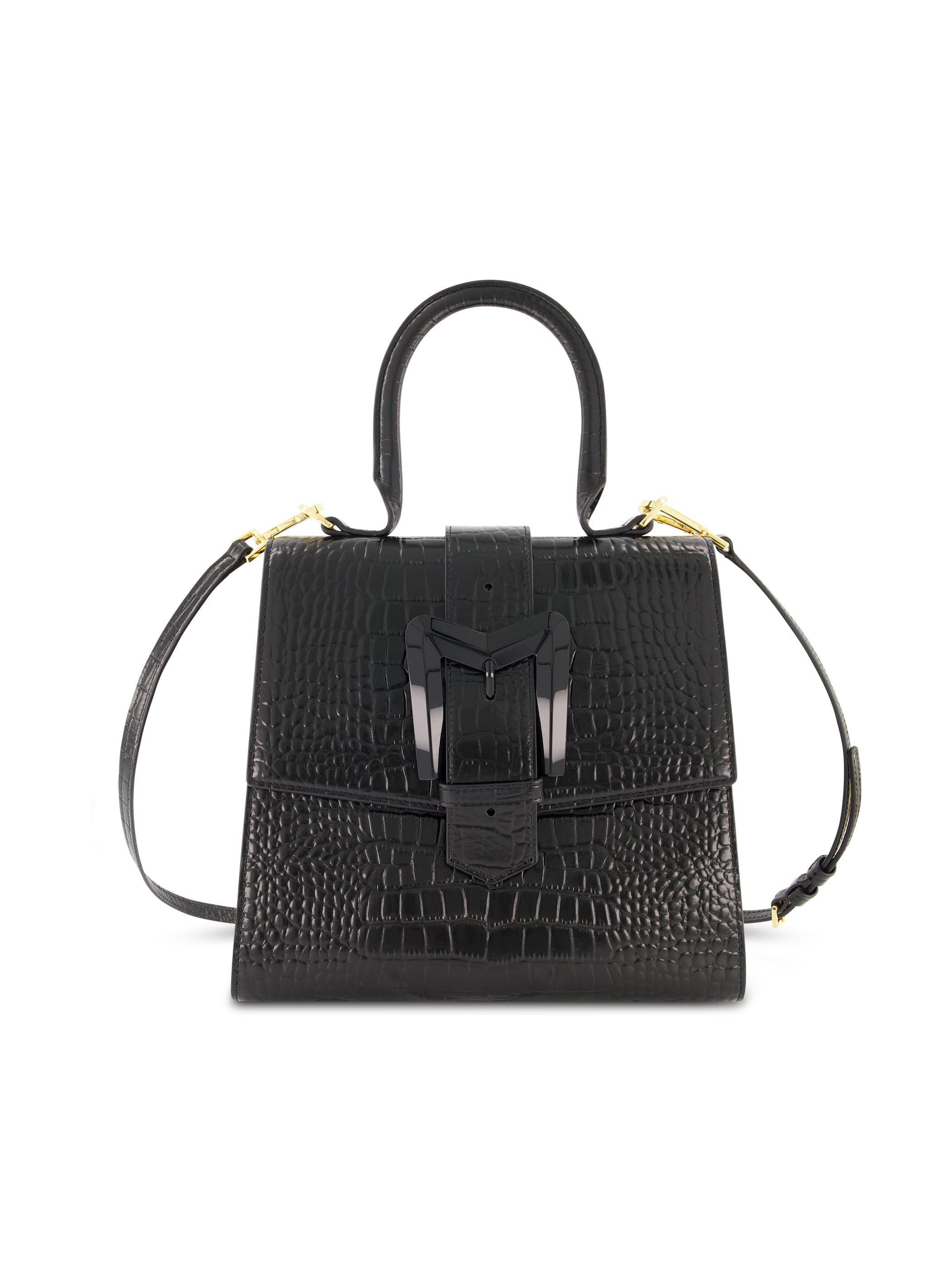 Shop Crocodile Leather Medium Handbag With Buckle Online