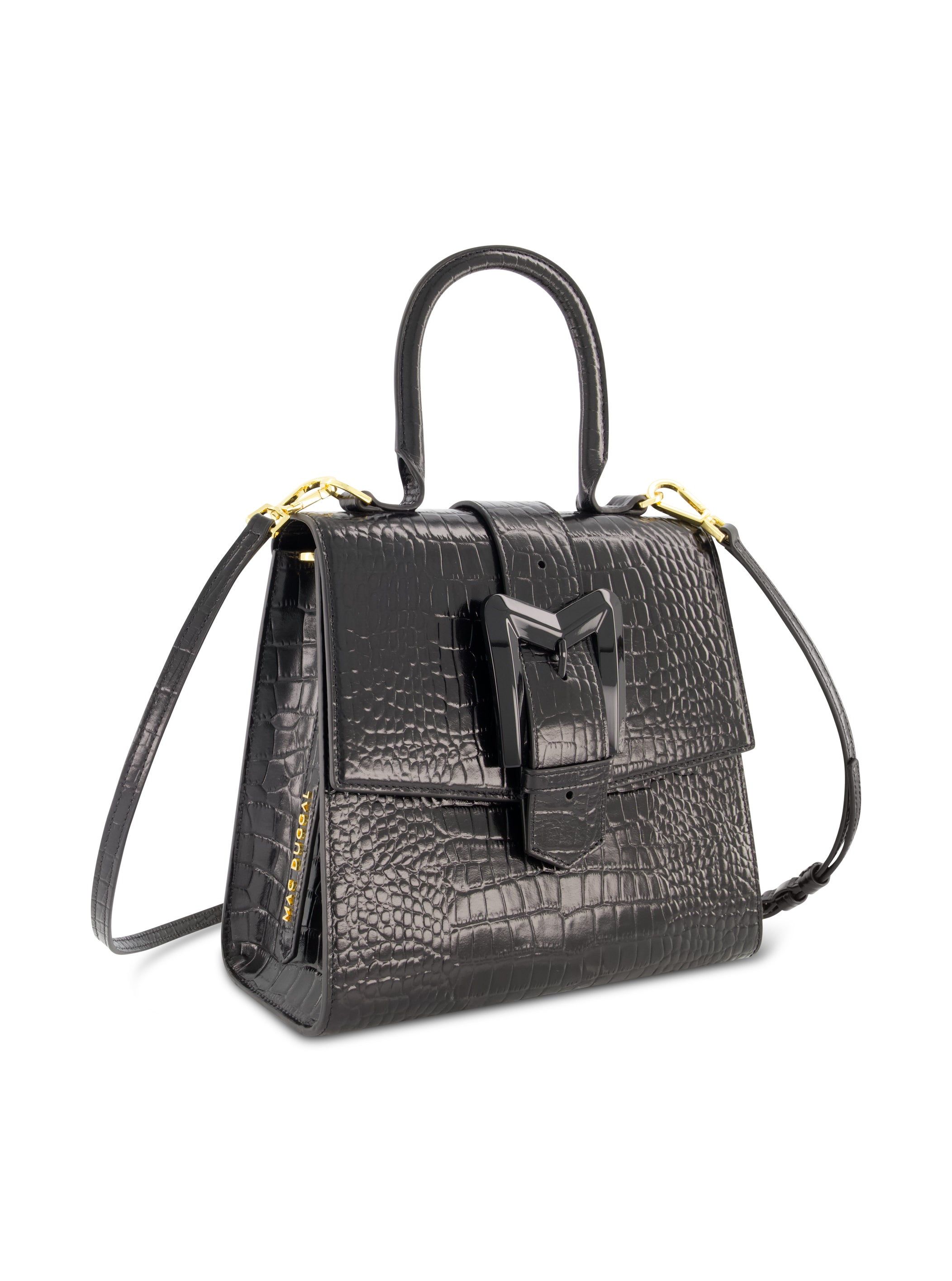 Shop Crocodile Leather Medium Handbag With Buckle Online